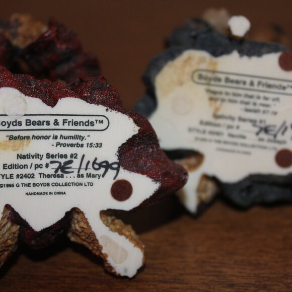 Boyds Bear Nativity Christmas Peace on Earth Series #4 Figurine Set Vintage 1995 - Picture 13 of 13